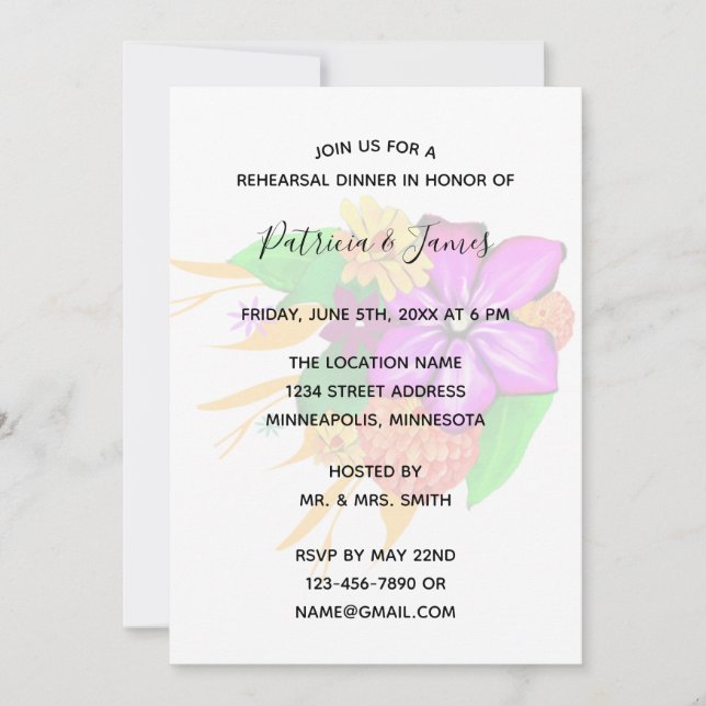 Convites Janto Elegante, Mágico e de Ensaio Floral Negrito (Frente)