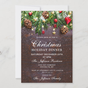 Convites JANTO Feriado de Natal de Pine Cone Rustic