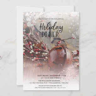 Convites Janto Feriado Rusty Bells Holly Berries