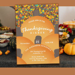 Convites Janto Festivo Terrazzo Pumpkin de Ação de Graças