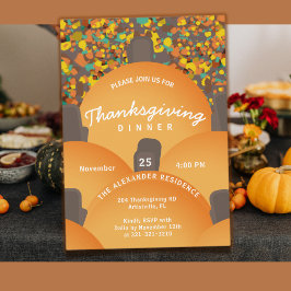 Convites Janto Festivo Terrazzo Pumpkin de Ação de Graças