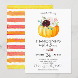 Convites Janto Floral Pumpkin de Ação de Graças de Potluck
