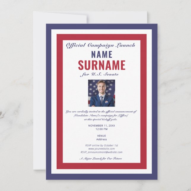 Convites Janto Gala da Campanha Oficial Candidata Política (Frente)