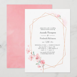 Convites Janto Geométrico de Cerejeira Rosa Blossom