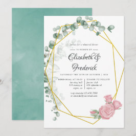 Convites Janto Geométrico Eucalyptus Rosa