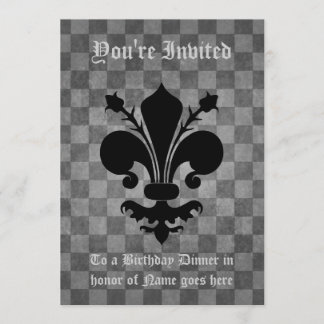 Convites Janto Gothic punk black fleur de lis Birthday