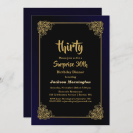 Convites Janto na moda Dourado de aniversário de 30 anos Su
