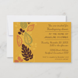 Convites Janto Orange Formal Leaves-3x5Ação de Graças Convi