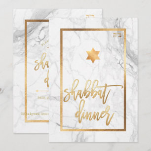 Convites Janto PixDezines Shabbat/Marble/Faux Dourado