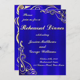 Convites Janto Real de Ensaios Azuis do Elegante Ouro Regal