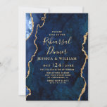 Convites Janto REHEARSAL de Agato Azul Dourado Moderno<br><div class="desc">Convite para JANTO REHEARSAL Dourado moderno de agato de mármore azul.</div>