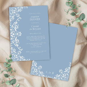 Convites Janto Romântico de Recepções de casamento Azul e B
