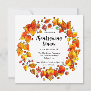 Convites Janto Rustic Autumn Wreath Colorful Thankoning