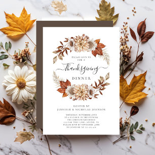 Convites Janto Rustic Brown Fall Floral Thankanding