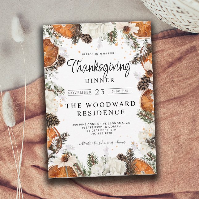Convites Janto Rustic de Ação de Graças Citrus Pine (Criador carregado)