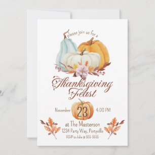 Convites Janto Rustic de Ação de Graças Pumpkin