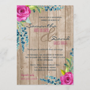 Convites Janto Rustic Floral Pintado para Ensaio de Madeira