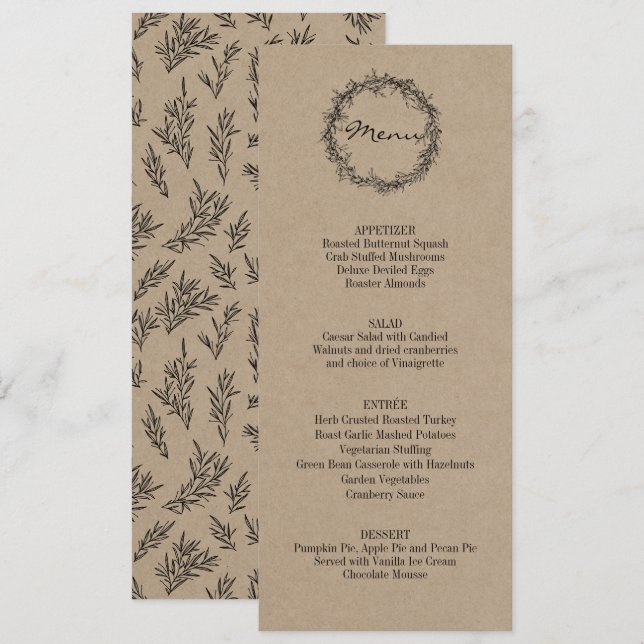 Convites Janto Rustic Kraft Dê Obrigados Dia de Ação de Gra (Frente/Verso)