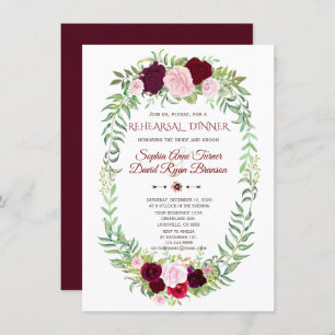 Convites Janto Rustic Marsala Floral Wreath