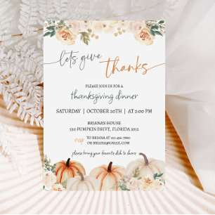 Convites Janto Rustic Pumpkin de Ação de Graças