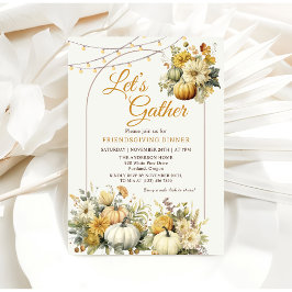 Convites Janto Rustic Pumpkin Queda Floral de Ação de Graça