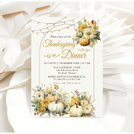 Convites Janto Rustic Pumpkin Queda Floral de Ação de Graça