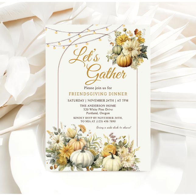 Convites Janto Rustic Pumpkin Queda Floral de Ação de Graça (Criador carregado)