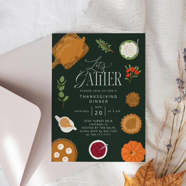 Convites Janto Rustic Vamos Reúne Ação de Graças Verde (Criador carregado)