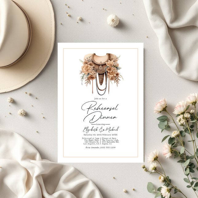 Convites Janto Rustic Western Wedding (Rustic Western Wedding Rehearsal Dinner Invitation)