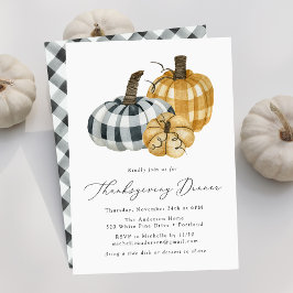 Convites Janto Rustic Xadrez Pumpkins de Ação de Graças