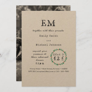 Convites Janto Rustic Xmas Convoca ADIÇÃO DE FOTO