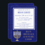 Convites Janto Sameach Hanukkah Dourado Menorah Hanukkah<br><div class="desc">Hanukkah Sameach! Planejam todos os detalhes da primeira noite da festa de Chanucá, até os convites perfeitos. Estes elegantes convites a ouro e a azul real combinam a sensação de elegância do velho mundo aliado a fontes modernas para um tipo de convite de festas Hanukkah para seus convidados. O Menorah...</div>
