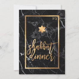 Convites Janto Shabbat PixDezines/Marble Preto/Dourado Faux