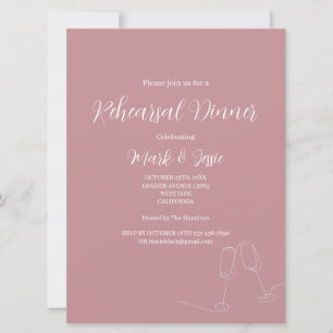 Convites JANTO Simples de Casamento ROE Rosa e Branco