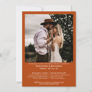 Convites Janto Simples de Ensaio de Casamento Laranja de Fo