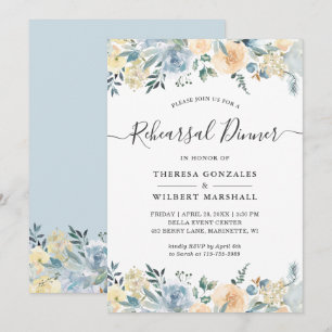 Convites Janto Subtil Vanilla Blue Floral