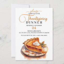 Convites Janto Tradicional de Ação de Graças de Pumpkin Pie