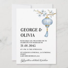 Convites Japanese Blue Lantern Wedding