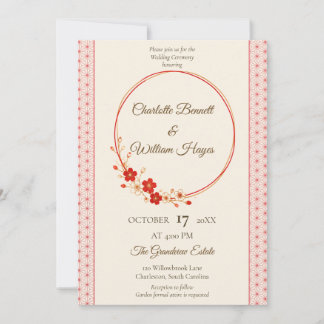 Convites Japanese Sakura Asanoha Wedding Invitation