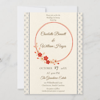Convites Japanese Sakura Shippo Wedding Invitation