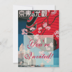 Convites Japão Tóquio Vintage Cartaz de Viagem Japonês