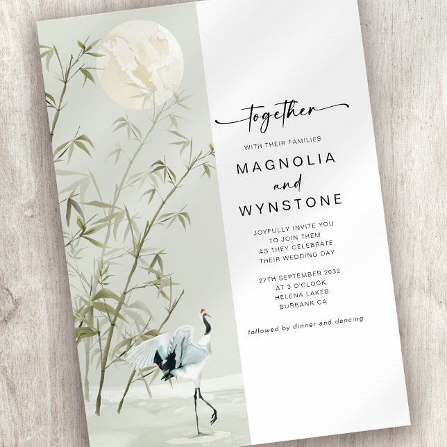 Convites Japonês Crane Modern Wedding (Criador carregado)