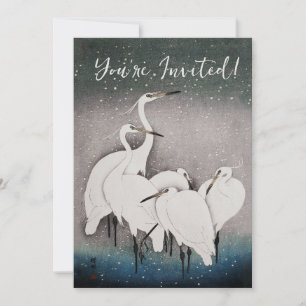 Convites Japonês Egreans Bird Winter Snow Art