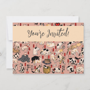 Convites Japonês Gats Ukiyo-e Art Engraçado