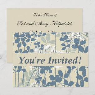 Convites Japonês Invitation Art Floral Blue Flowers Impres