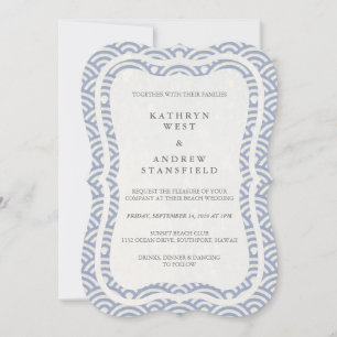 Convites Japonês Seigaiha Onda Casamento Elegante de Praia