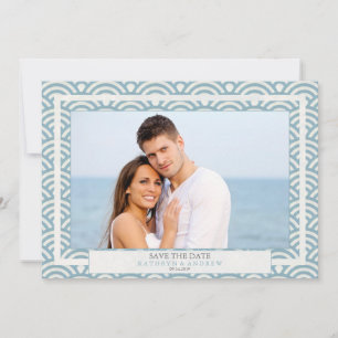 Convites Japonês Seigaiha Waves Salva A Foto Plana Da Data