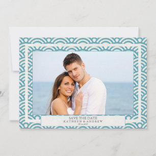 Convites Japonês Seigaiha Waves Salva A Foto Plana Da Data