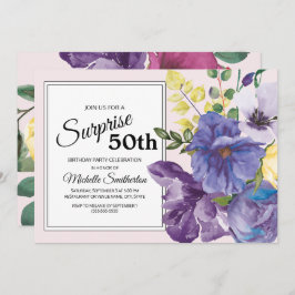 Convites Jardim Amarelo Cor-de-Rosa Cor-de-Rosa 50º Anivers