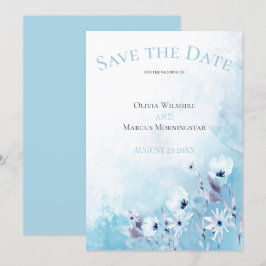 Convites Jardim Anêmono Azul Pálido Salvar a Data